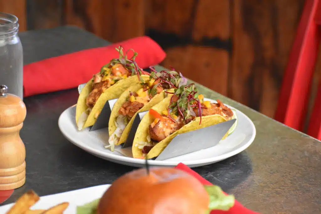 A close up of a taco dish served at the Red Mill.