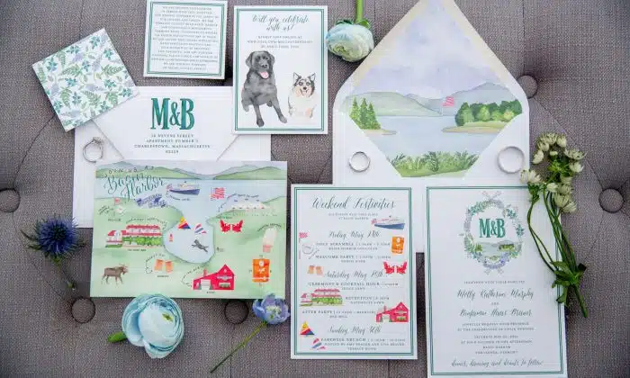 An example of wedding invitations for a wedding taking place at Basin Harbor