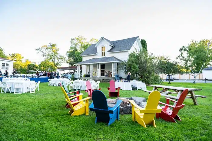 The Sunshine Lawn set up with tables for an event