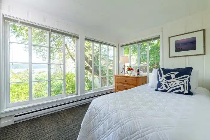 A bedroom with a twin bed in one of the accommodations