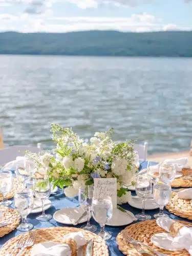 A table set for a wedding reception