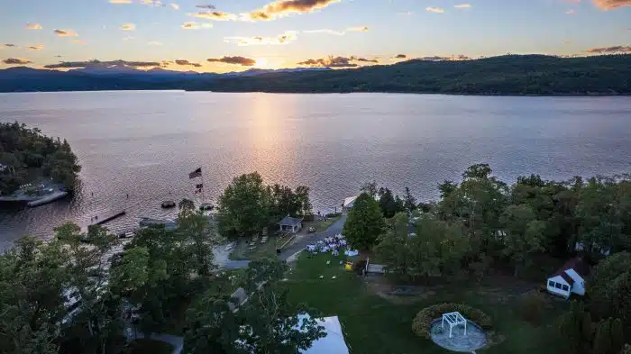 An aerial view of the waterfront