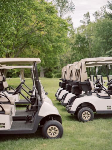 Golf carts lined up at Basin Harbor