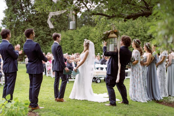 Wedding ceremony in the orchard garden