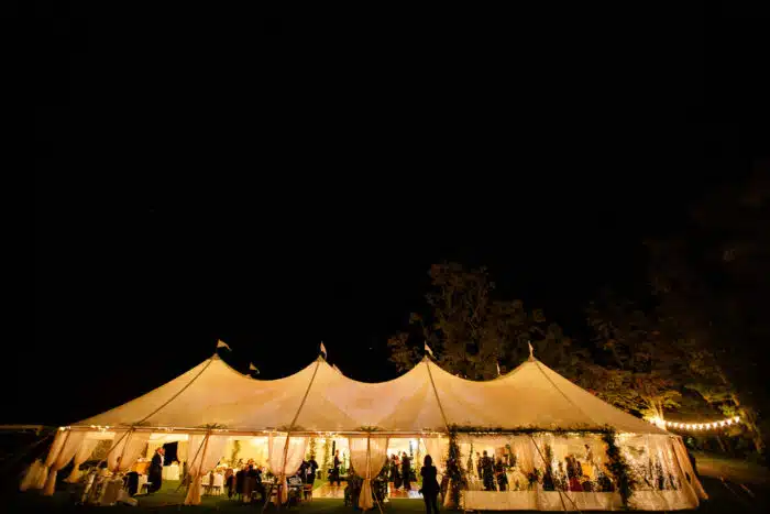 A wedding reception at night