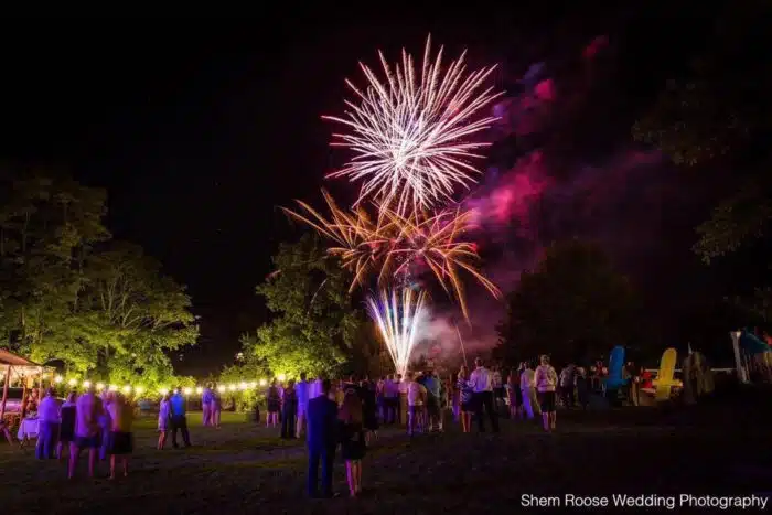 Fireworks at a wedding reception
