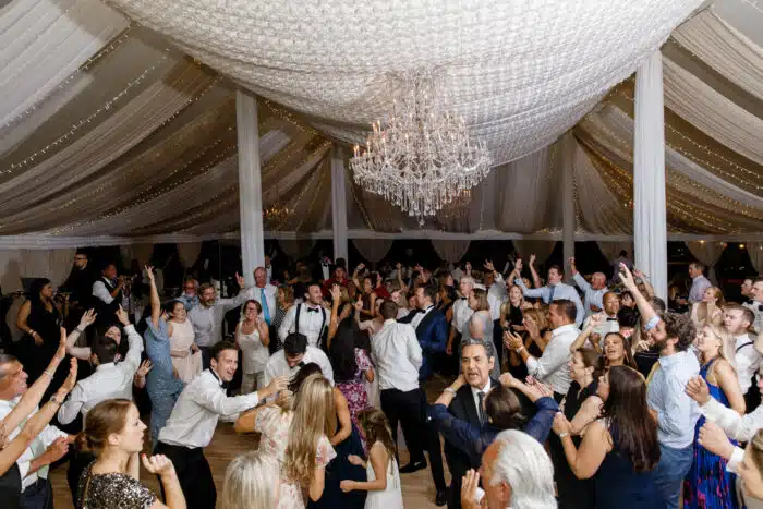 A wedding reception dance floor