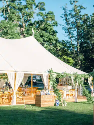 A wedding reception tent