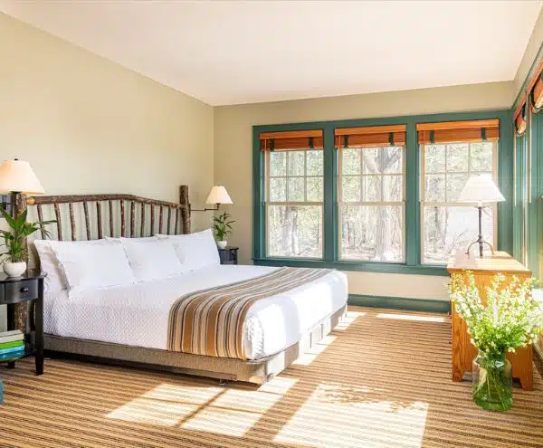 A bedroom with a king be in an accommodation