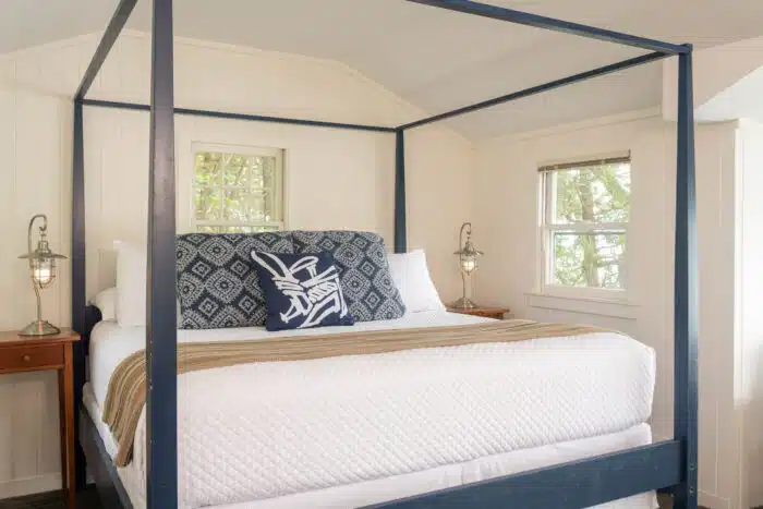 A king bed in one of the accommodations
